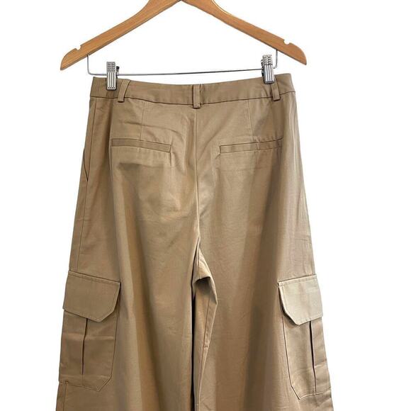 Anthropologie x Du Paradis Pleated Wide-Leg Cargo Pants Beige Size Small New - Picture 8 of 11